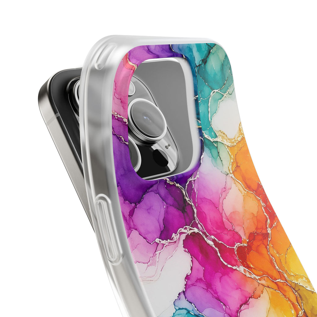 Rainbow Alcohol Ink Bloom Flexi Phone Case