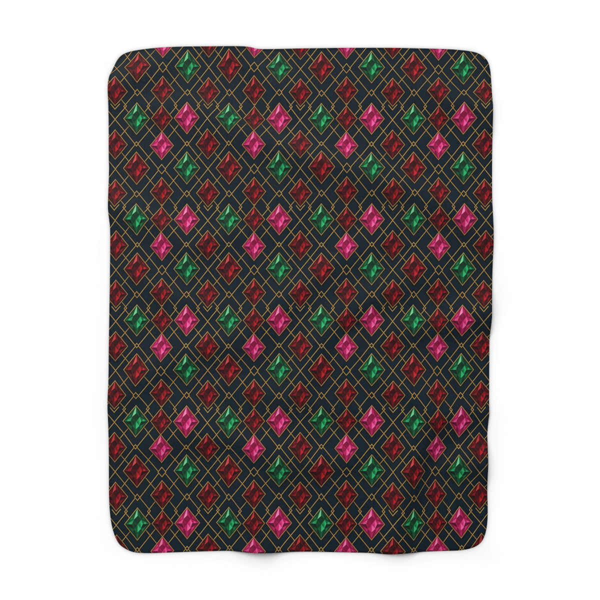 Jewel Argyle Sherpa Fleece Blanket – Art Deco Pattern