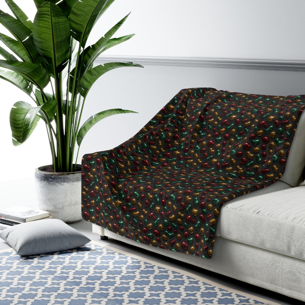 Garnet Emerald Blobs Sherpa Fleece Blanket – Liquid Chrome Pattern