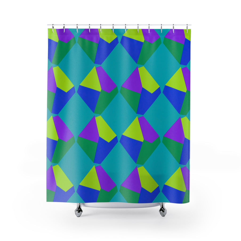 Grand Fractured Rhombus Shower Curtain – Peacock Jewel