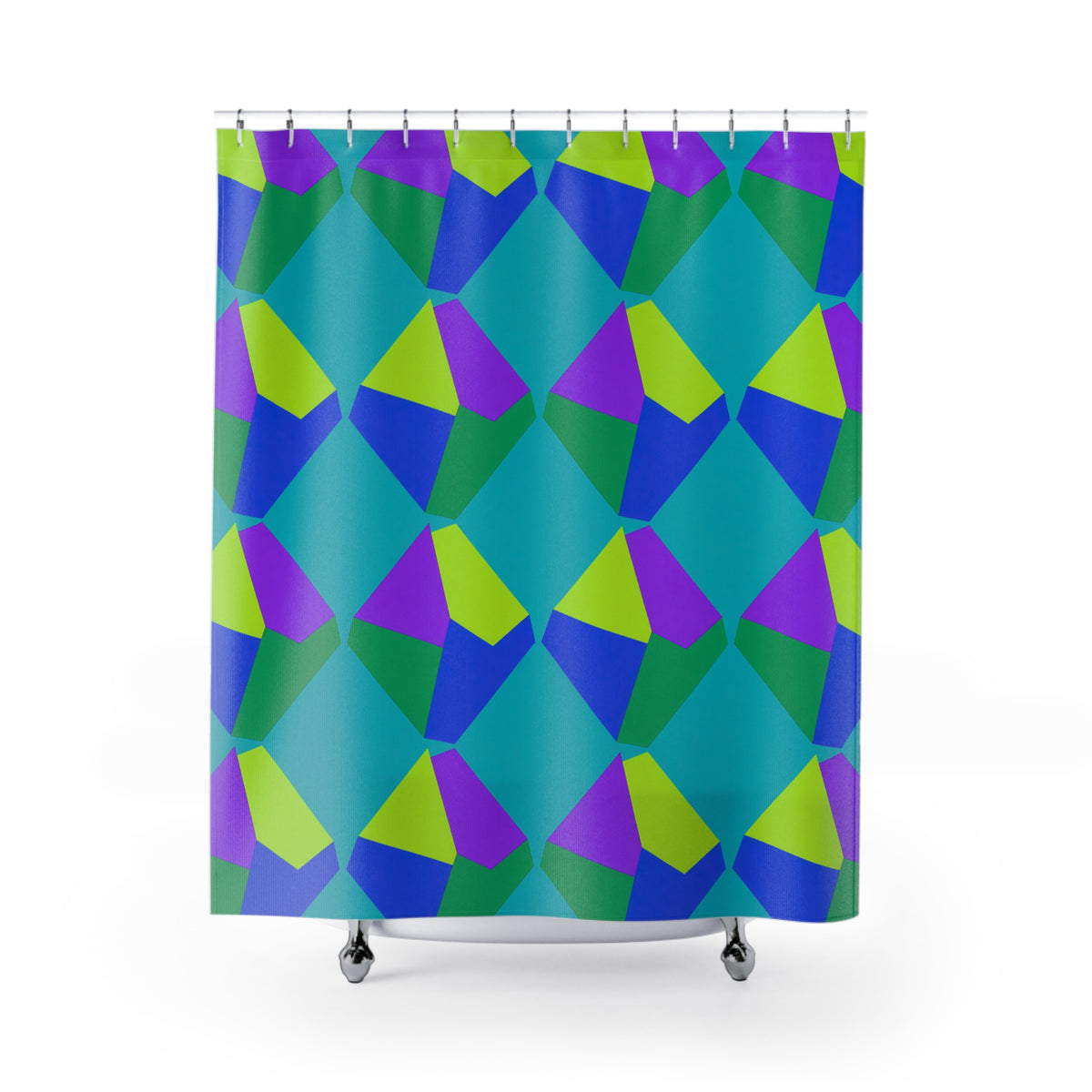Grand Fractured Rhombus Shower Curtain – Peacock Jewel