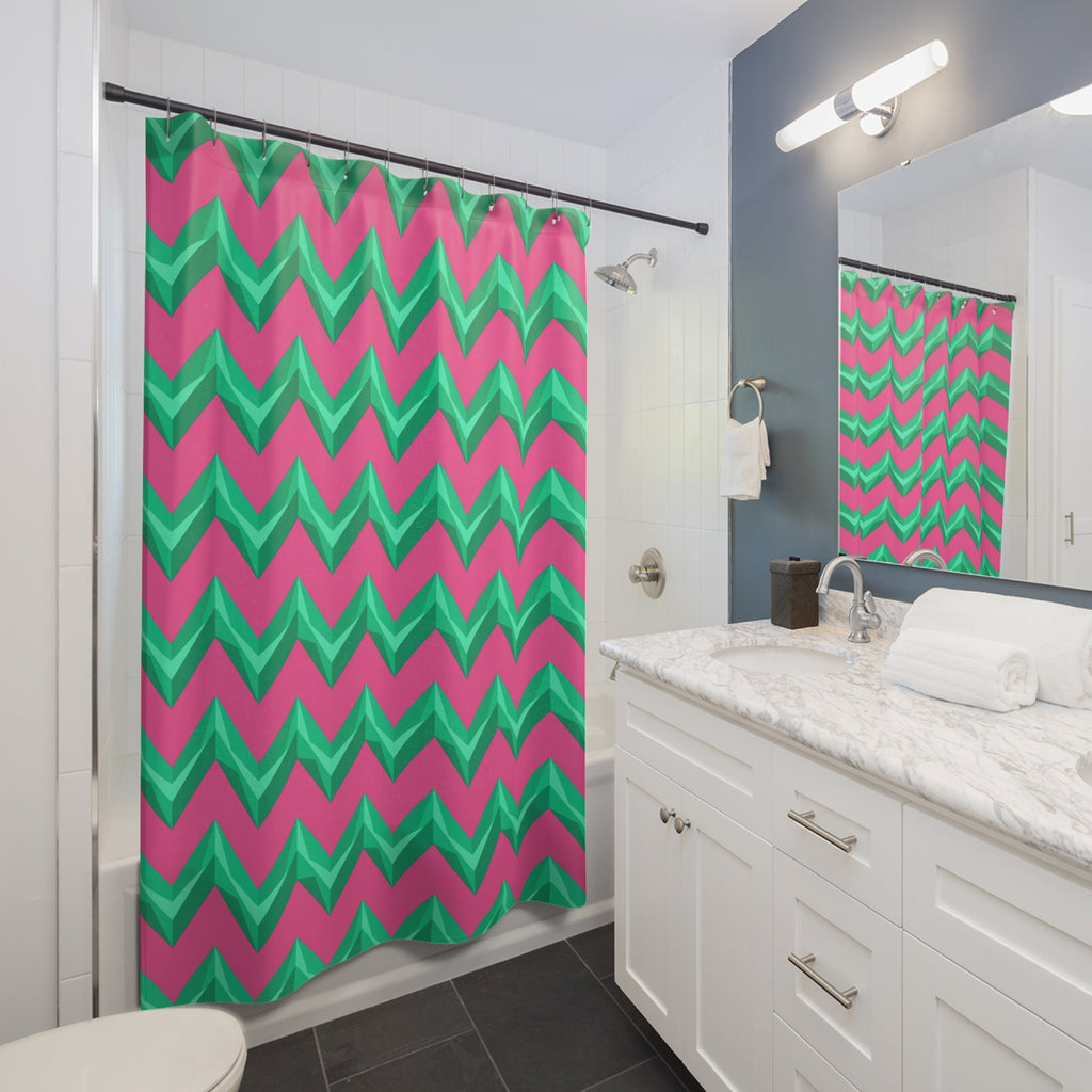 Broad Cut-Gem Chevrons Shower Curtain – Candy Christmas