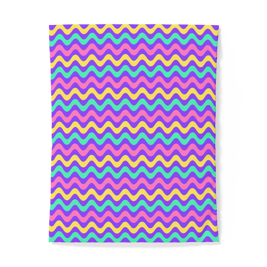 Big Ripple Chevrons Cotton Duvet Cover – Candy Pastel on Grape