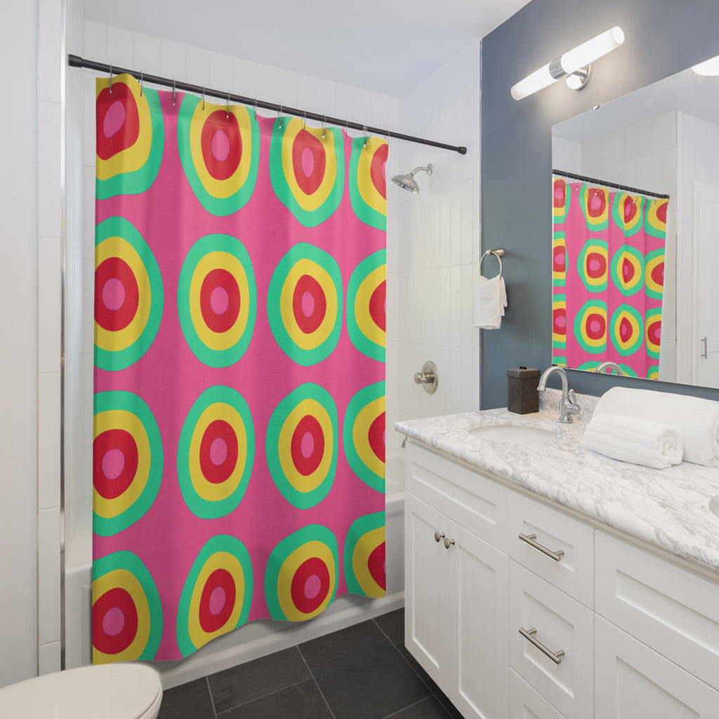 Giant Op-Art Jewel Rings Shower Curtain – Candy Christmas