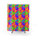 Cubist Sunburst Blocks Shower Curtain – Tropical Punch