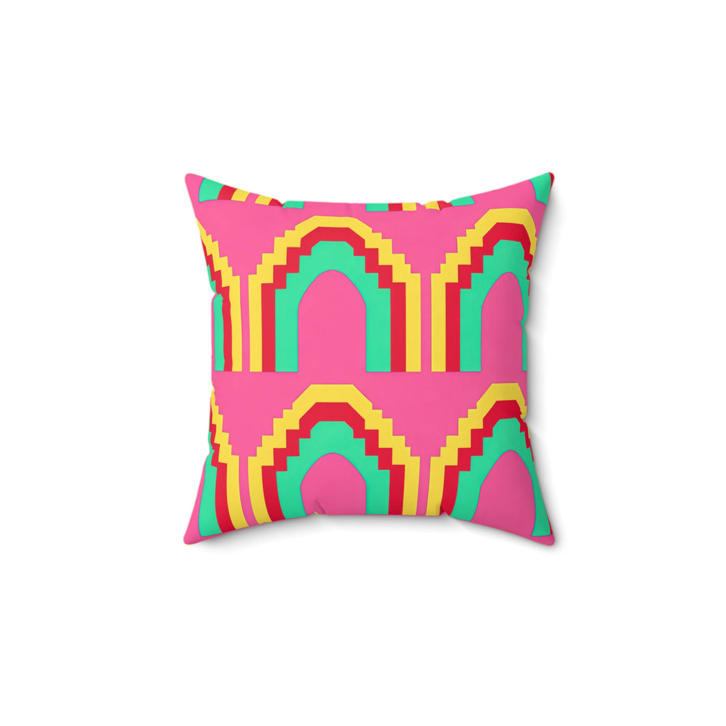 Grand Stepped Arches Faux Suede Cushion – Candy Christmas