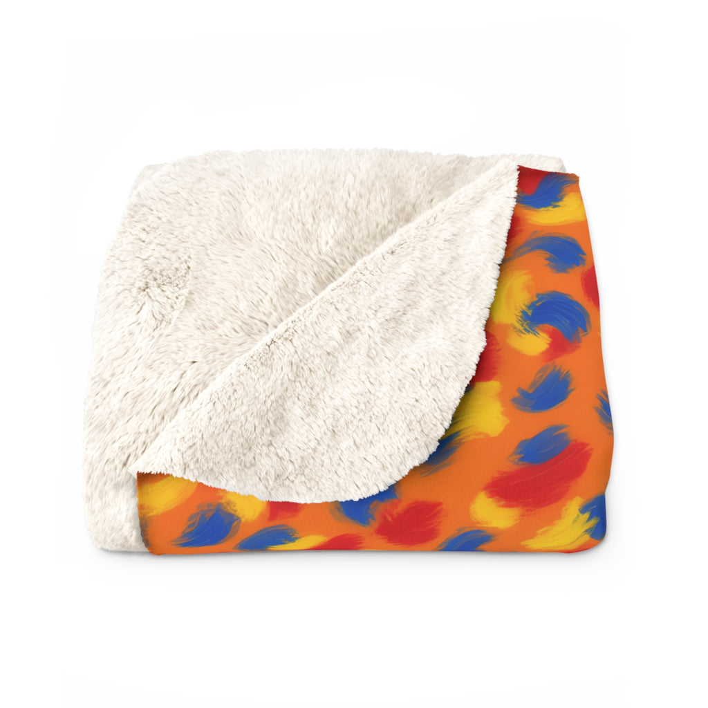 Wet Stroke Blends Sherpa Fleece Blanket – Expressionist Brushstroke Abstract Pattern