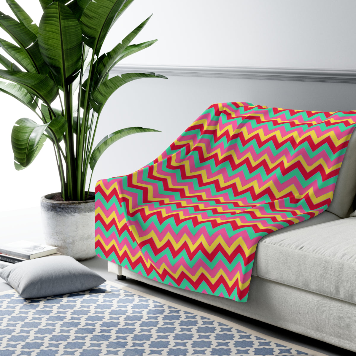 Jewel Chevron Bands Sherpa Fleece Blanket – Candy Christmas