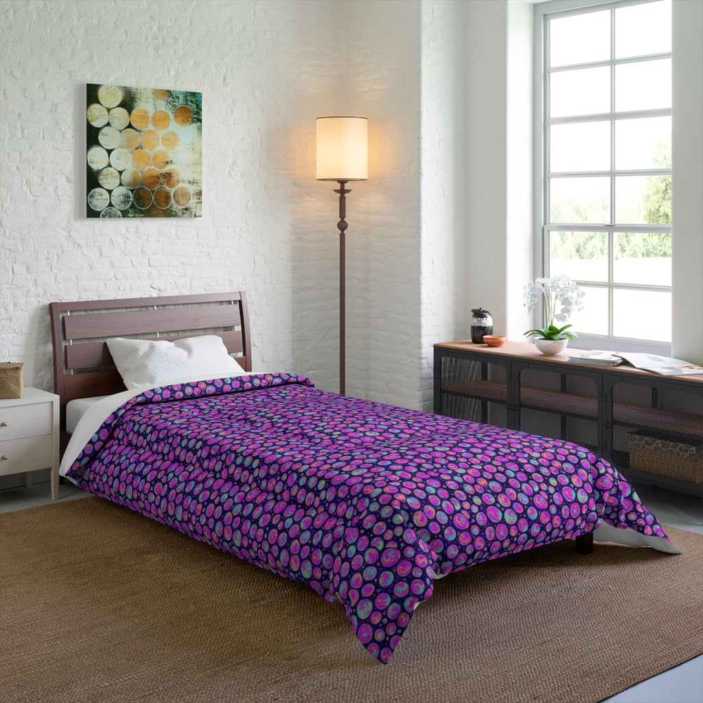Opal Bubble Cells Comforter – Holographic-Look Fluid Art Pattern