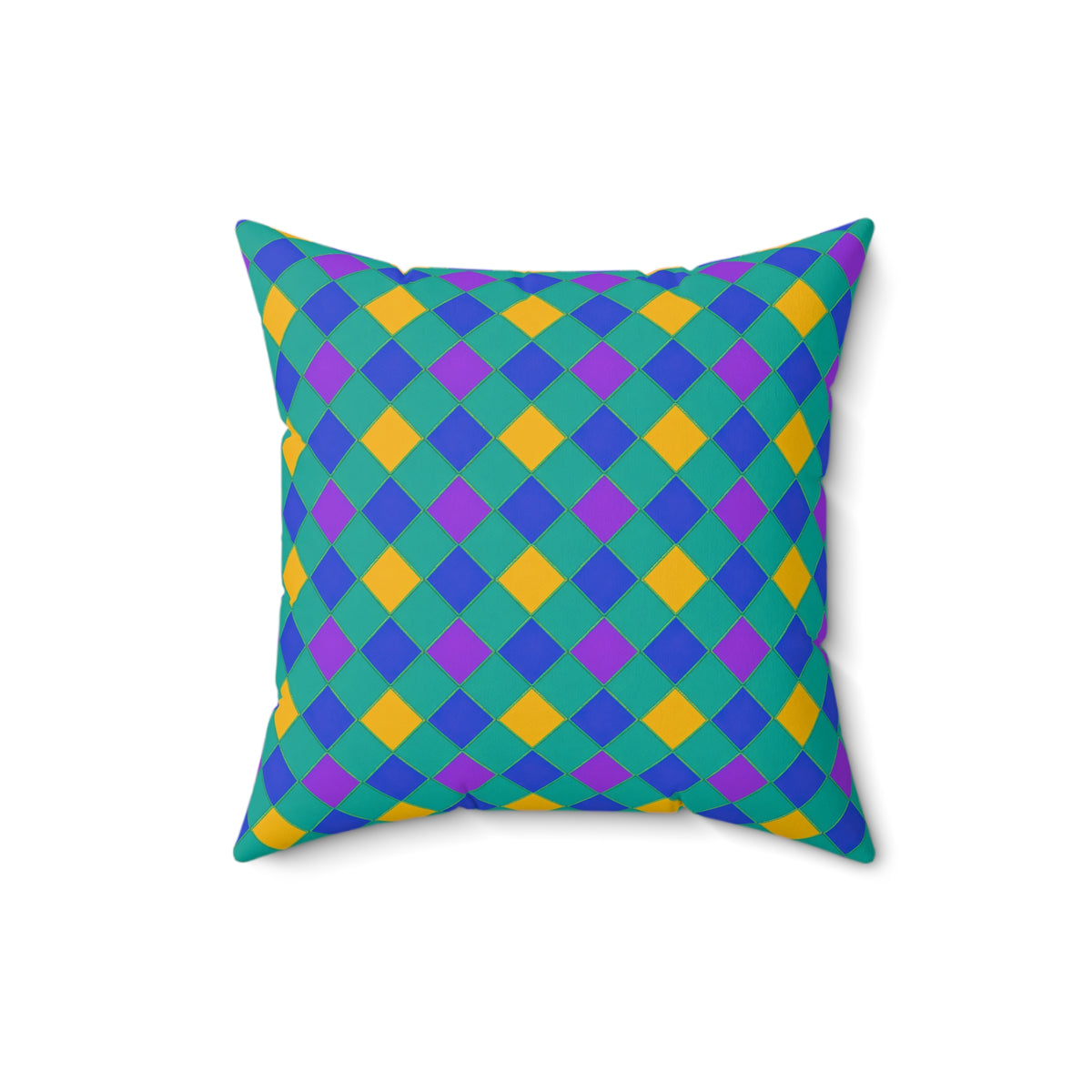 Jewel Harlequin Check Faux Suede Cushion – Peacock Jewel