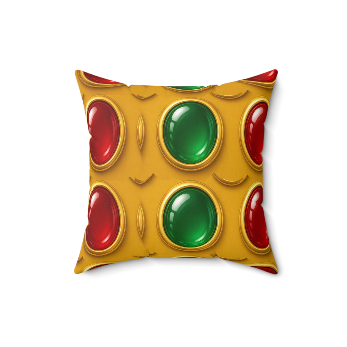 Grand Gold Cabochon Frames II Faux Suede Cushion – Cabochon Geometric Pattern