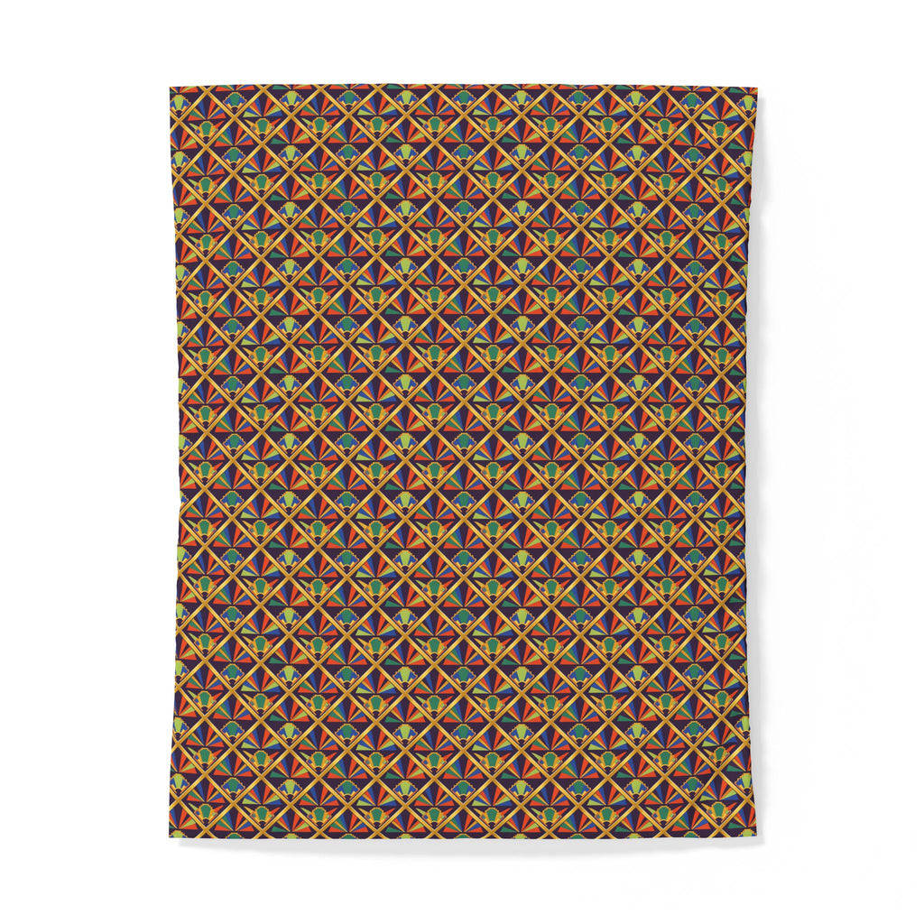 Gilded Lattice Sunburst Cotton Duvet Cover – Art Deco Geometric Pattern