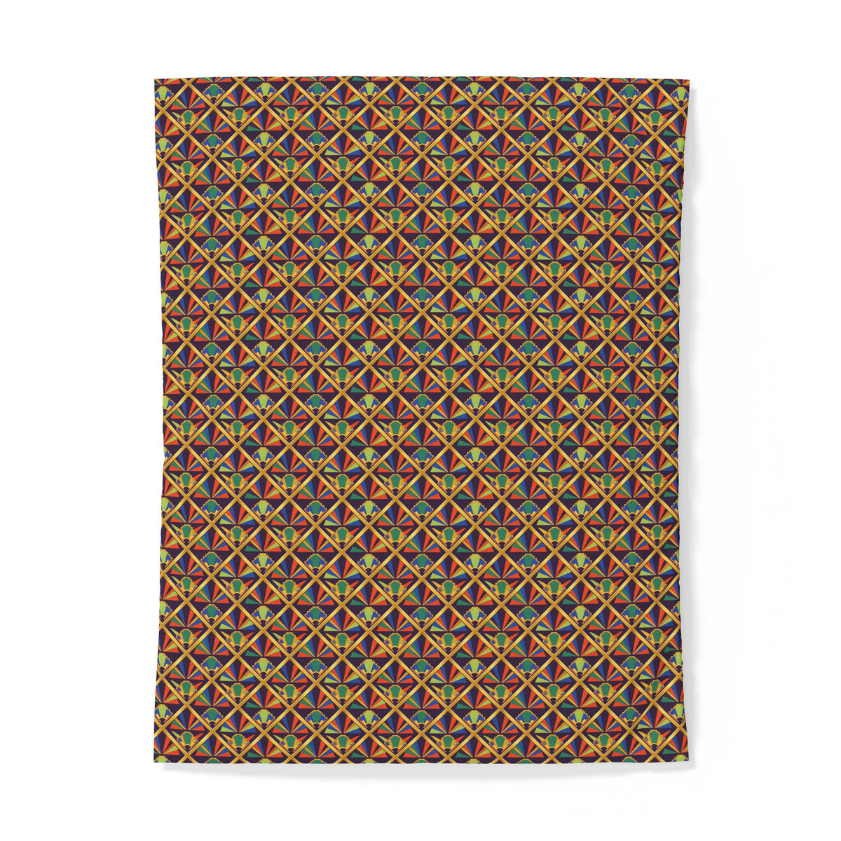 Gilded Lattice Sunburst Cotton Duvet Cover – Art Deco Geometric Pattern