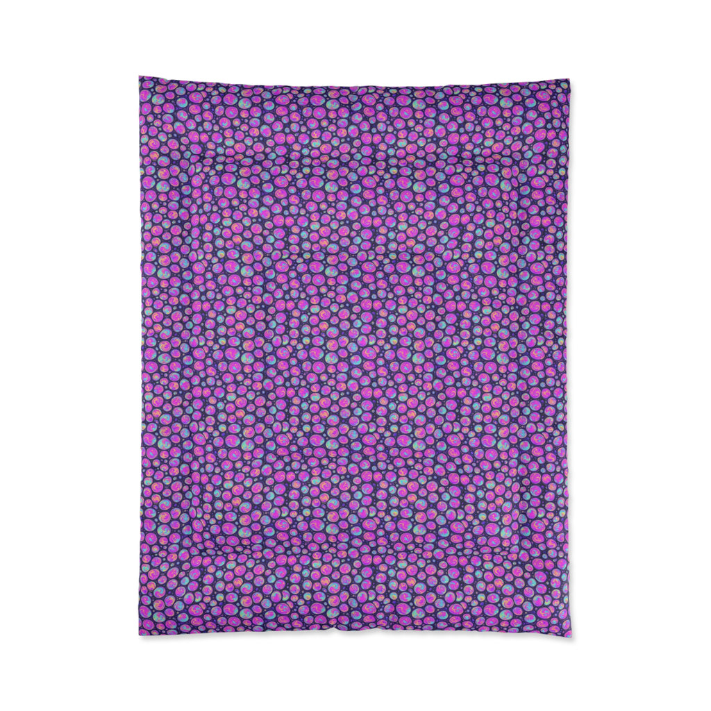 Opal Bubble Cells Comforter – Holographic-Look Fluid Art Pattern
