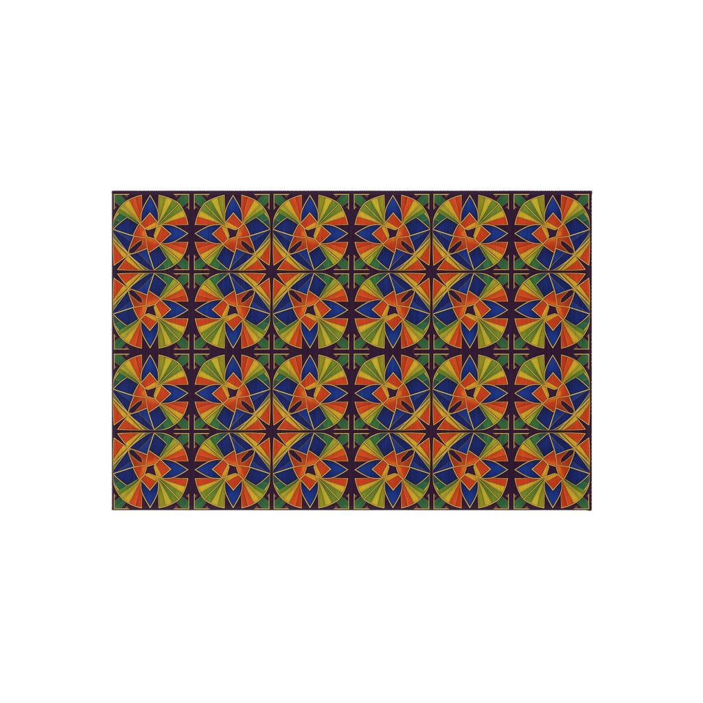 Kaleido Fan Quatrefoil Outdoor Rug – Kaleidoscopic Deco Pattern