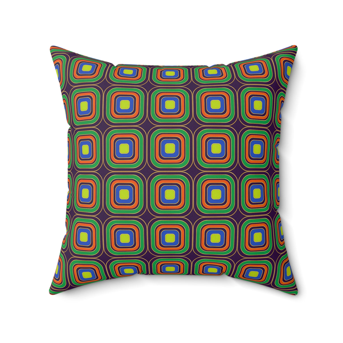 Op-Deco Nested Squares Faux Suede Cushion – Op-Art Deco Pattern