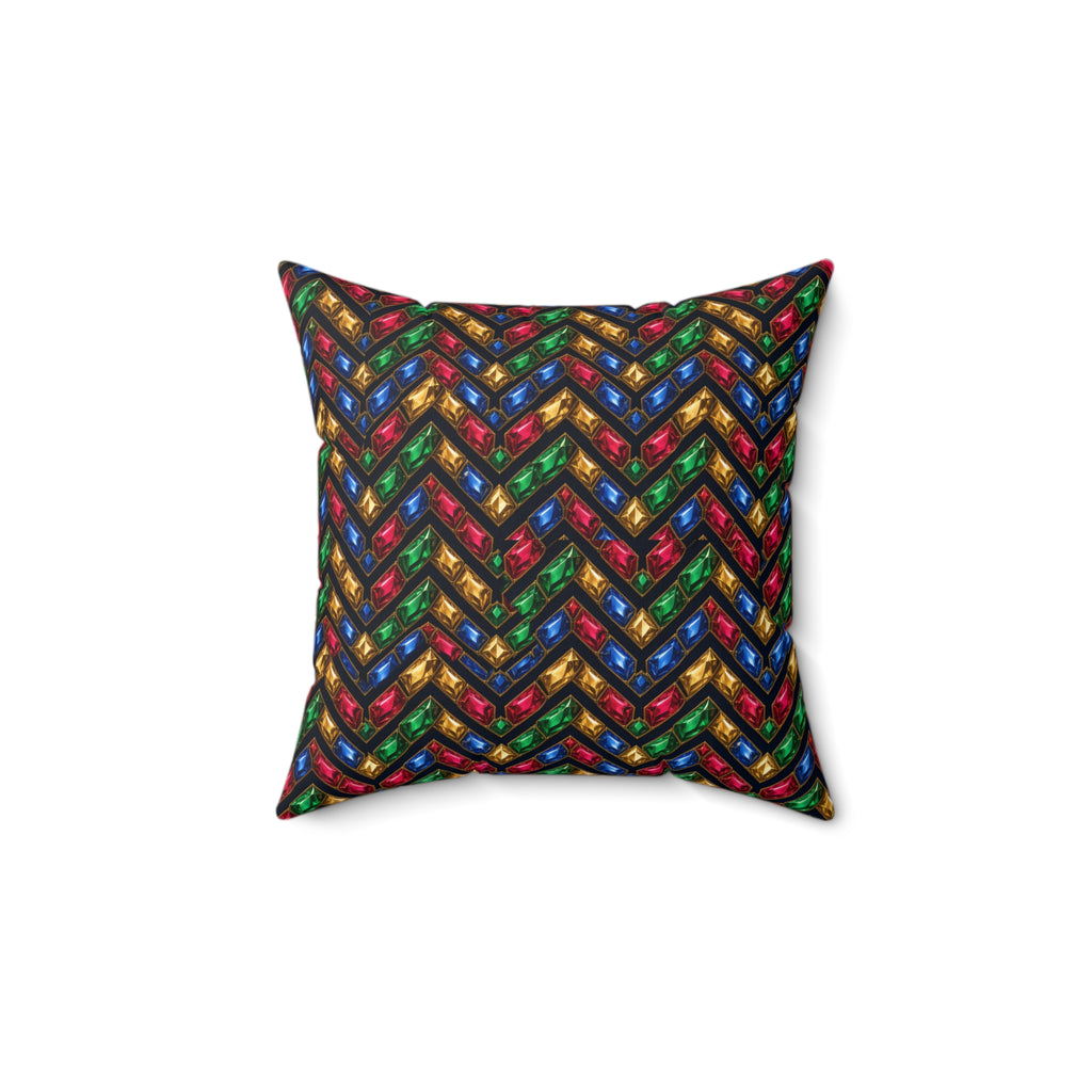 Cut-Gem Chevrons Faux Suede Cushion – Geometric Pattern