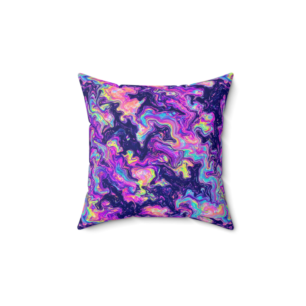 Opal Lava Marble Faux Suede Cushion – Holographic-Look Fluid Art Pattern