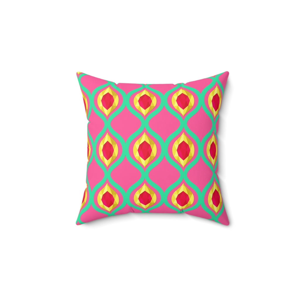 Grand Gold Ogee Lattice II Faux Suede Cushion – Candy Christmas
