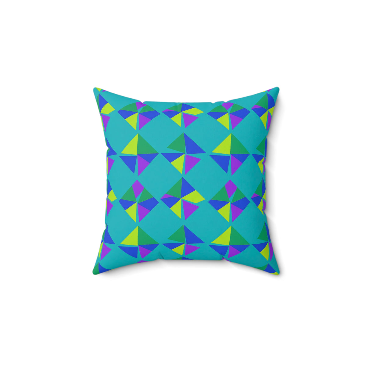 Stacked Cubist Prisms Faux Suede Cushion – Peacock Jewel