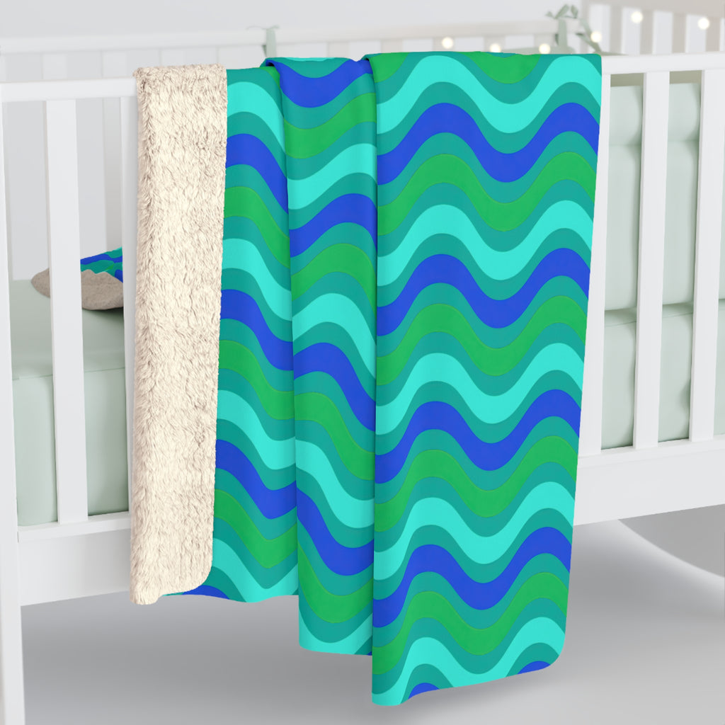 Wide Wave Interference Sherpa Fleece Blanket – Ocean Jewel