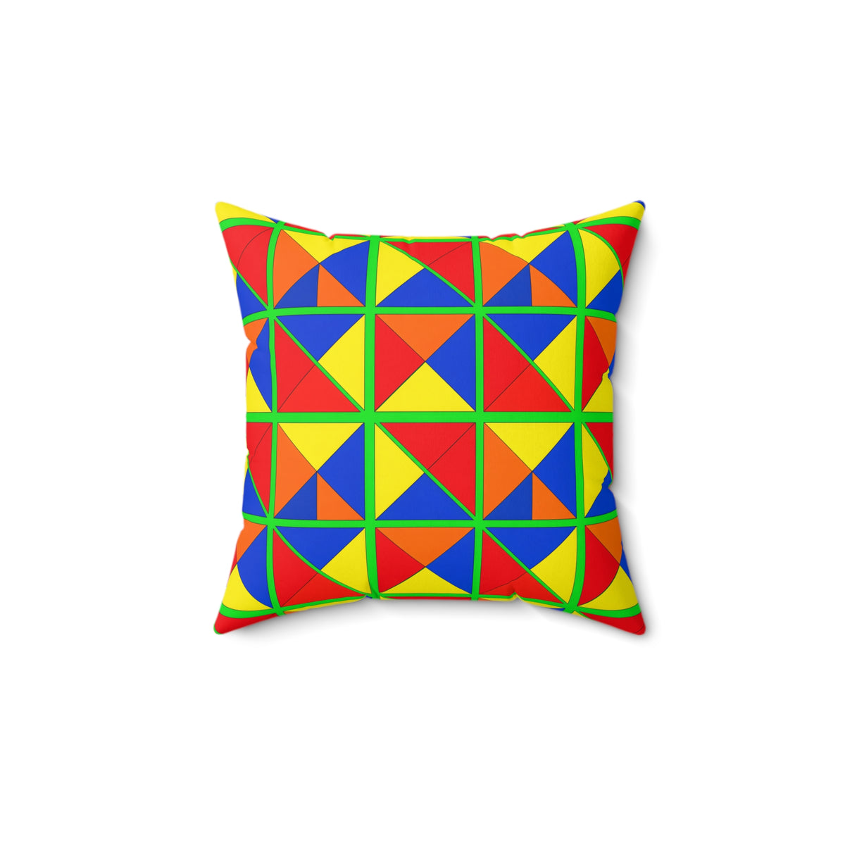 Split Square Fiesta Faux Suede Cushion – Cubist Geometric Pattern