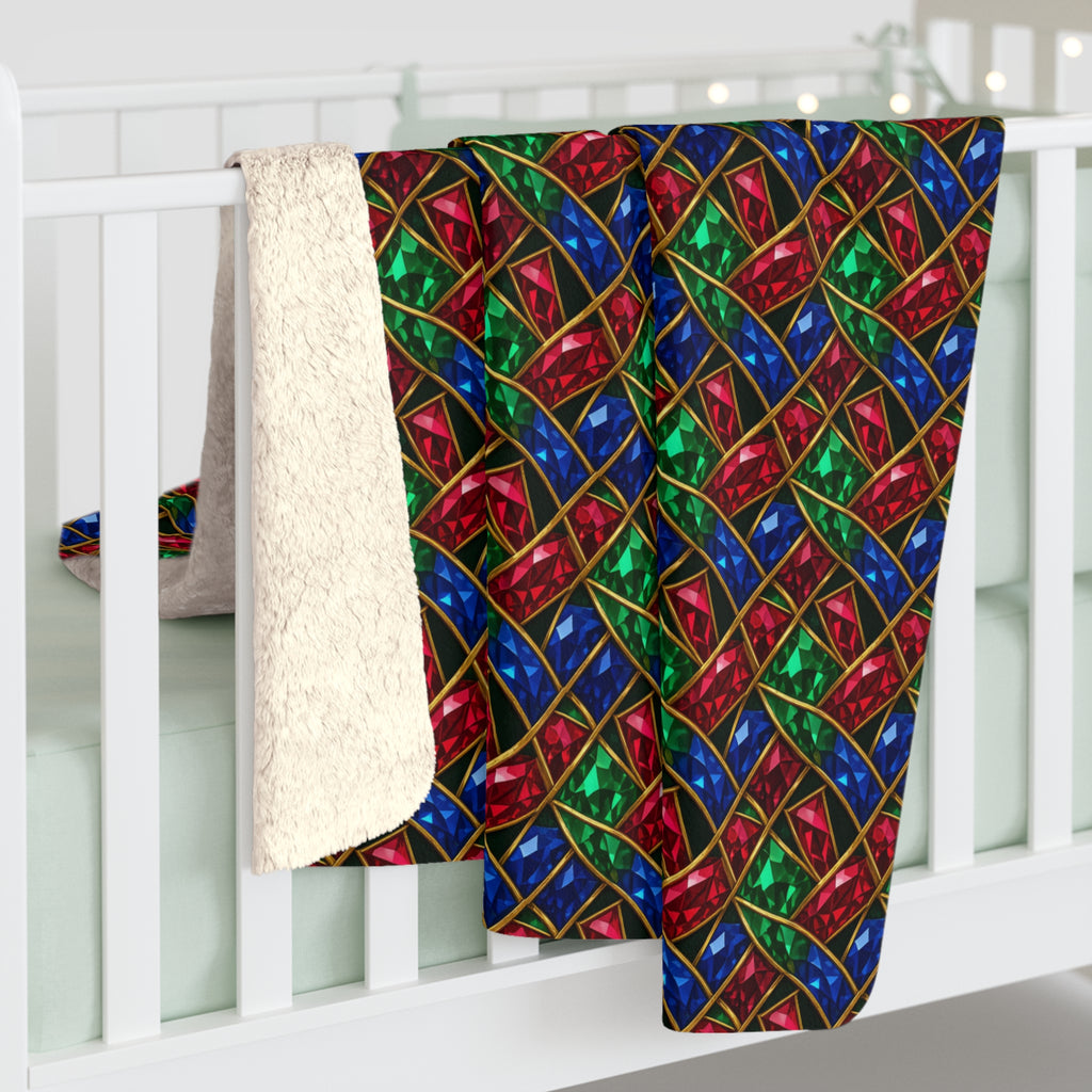 Jewel Prism Weave Sherpa Fleece Blanket – Kaleidoscopic Pattern