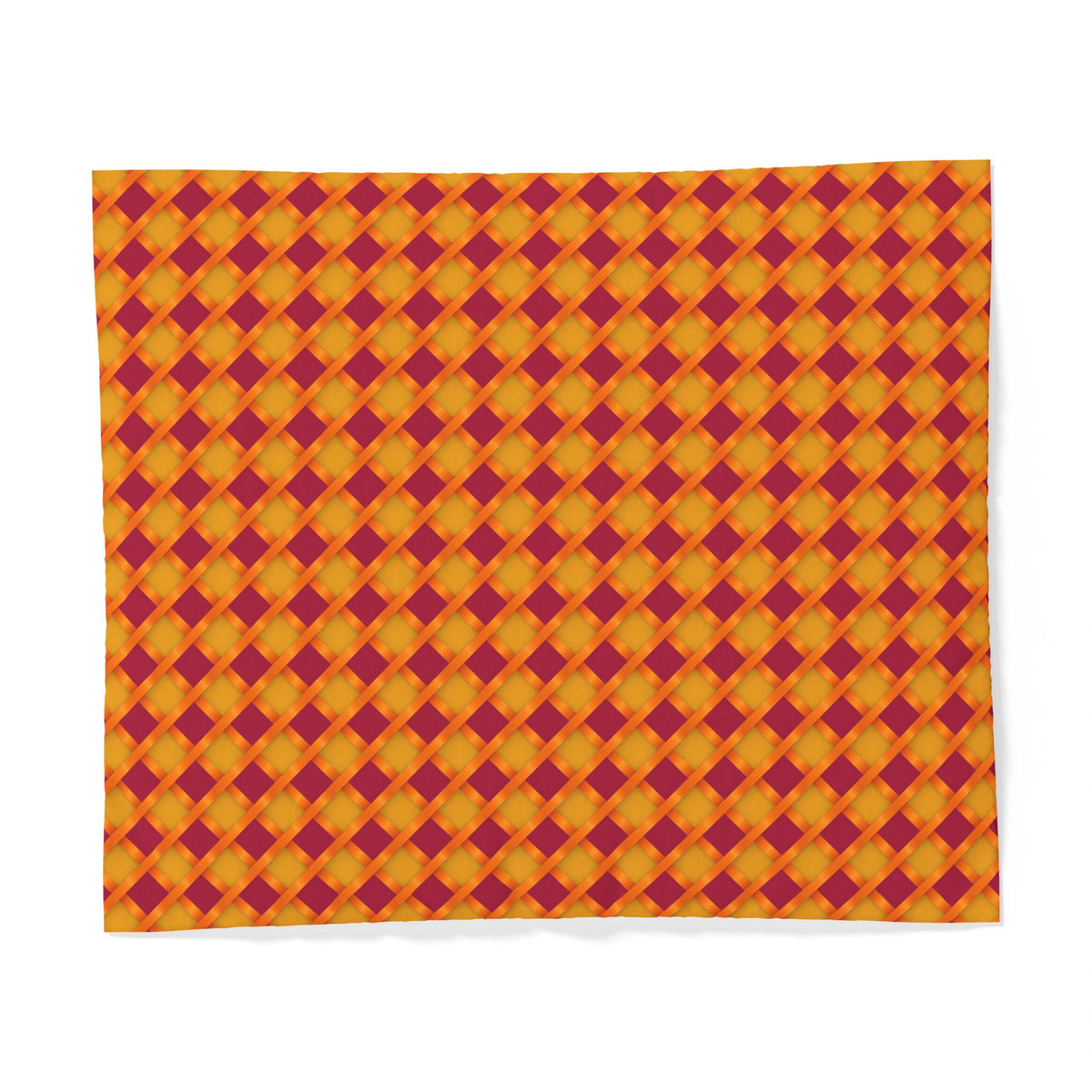 Broad Gold Diamond Trellis Cotton Duvet Cover – Cranberry Spice