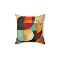 Bauhaus Arc Composition Faux Suede Cushion – Mid-Century Geometric Art