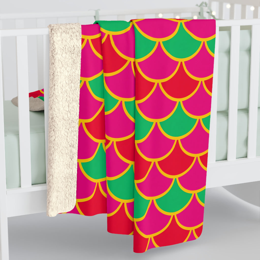 Big Jewel Scales II Sherpa Fleece Blanket – Scale Geometric Pattern