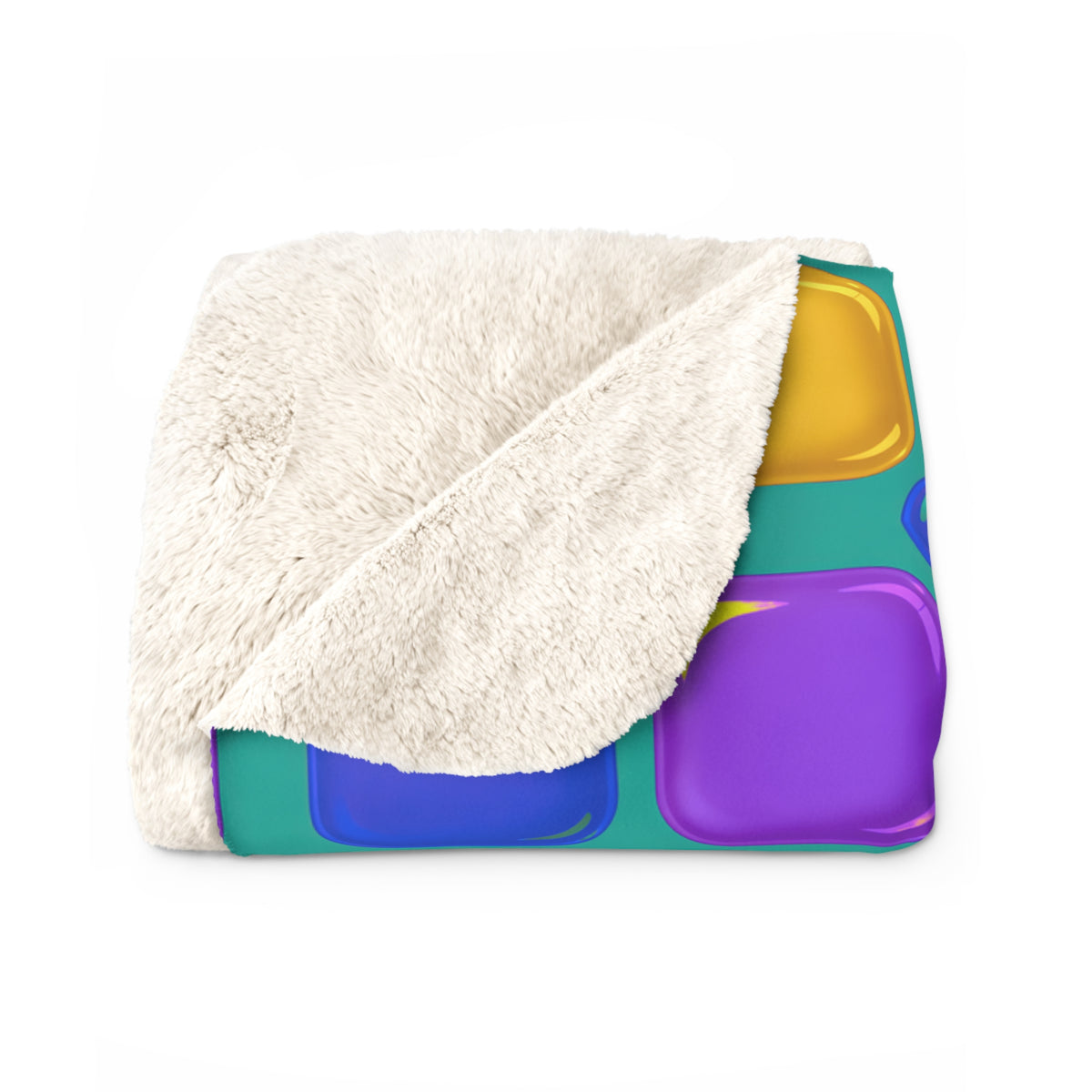 Giant Puffy Glass Cushions Sherpa Fleece Blanket – Peacock Jewel