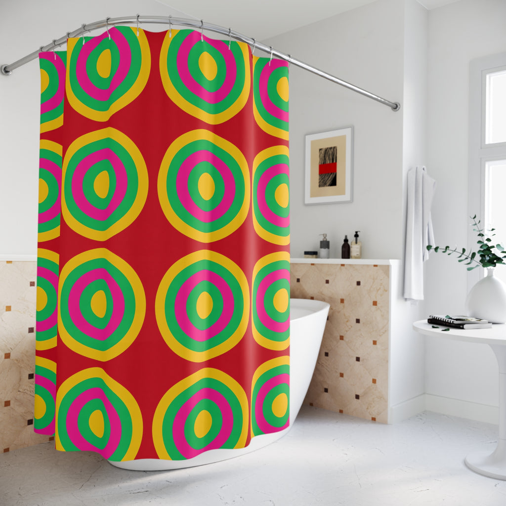 Mega Ring Grid Shower Curtain – Abstract Circles Pattern