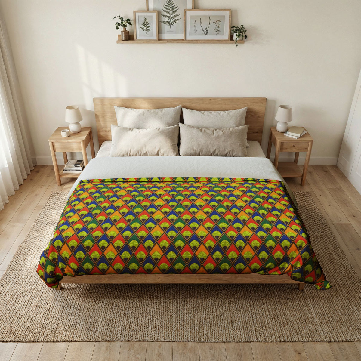 Fanfare Harlequin Cotton Duvet Cover – Art Deco Geometric Pattern
