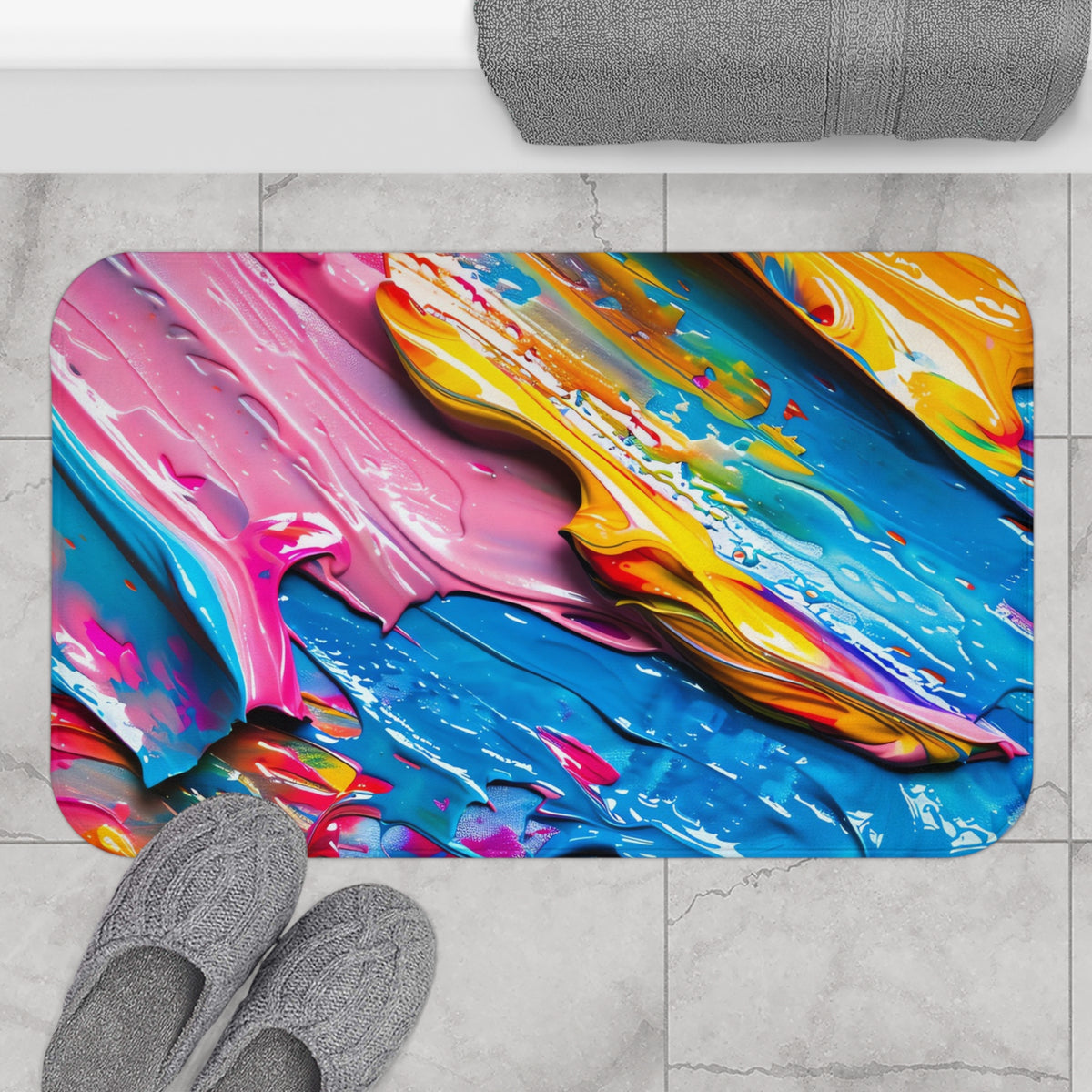 Vivid Paint Strokes Bath Mat – Paint Stroke Abstract