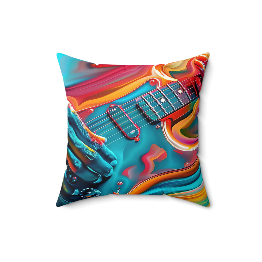 Psychedelic Guitar Hands Faux Suede Cushion – Psychedelic Music Art