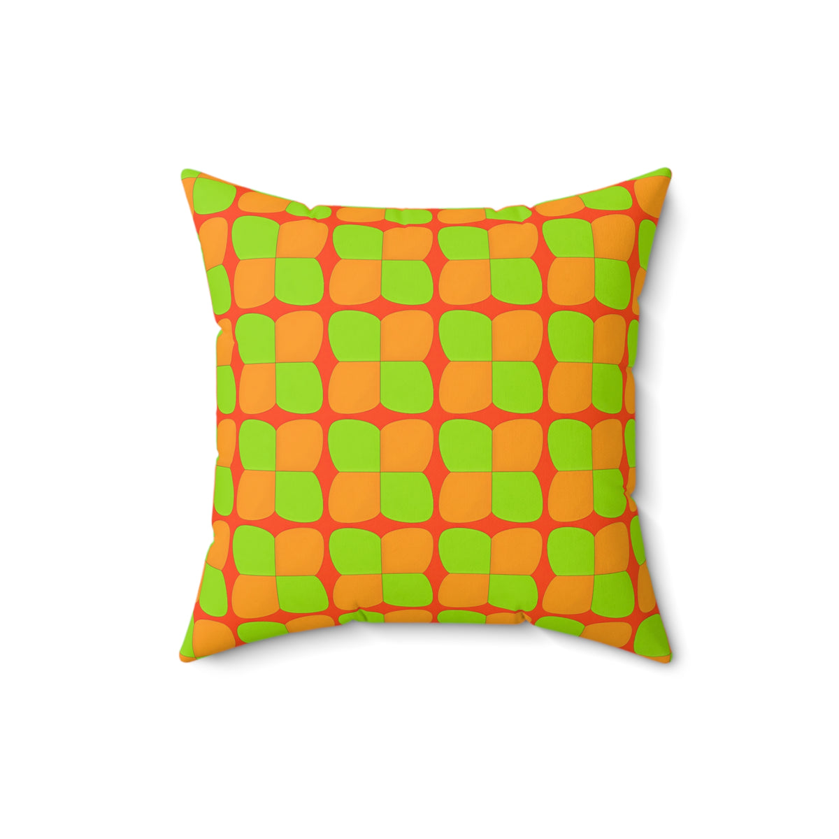 Bold Bulge Checker Faux Suede Cushion – Hot Citrus
