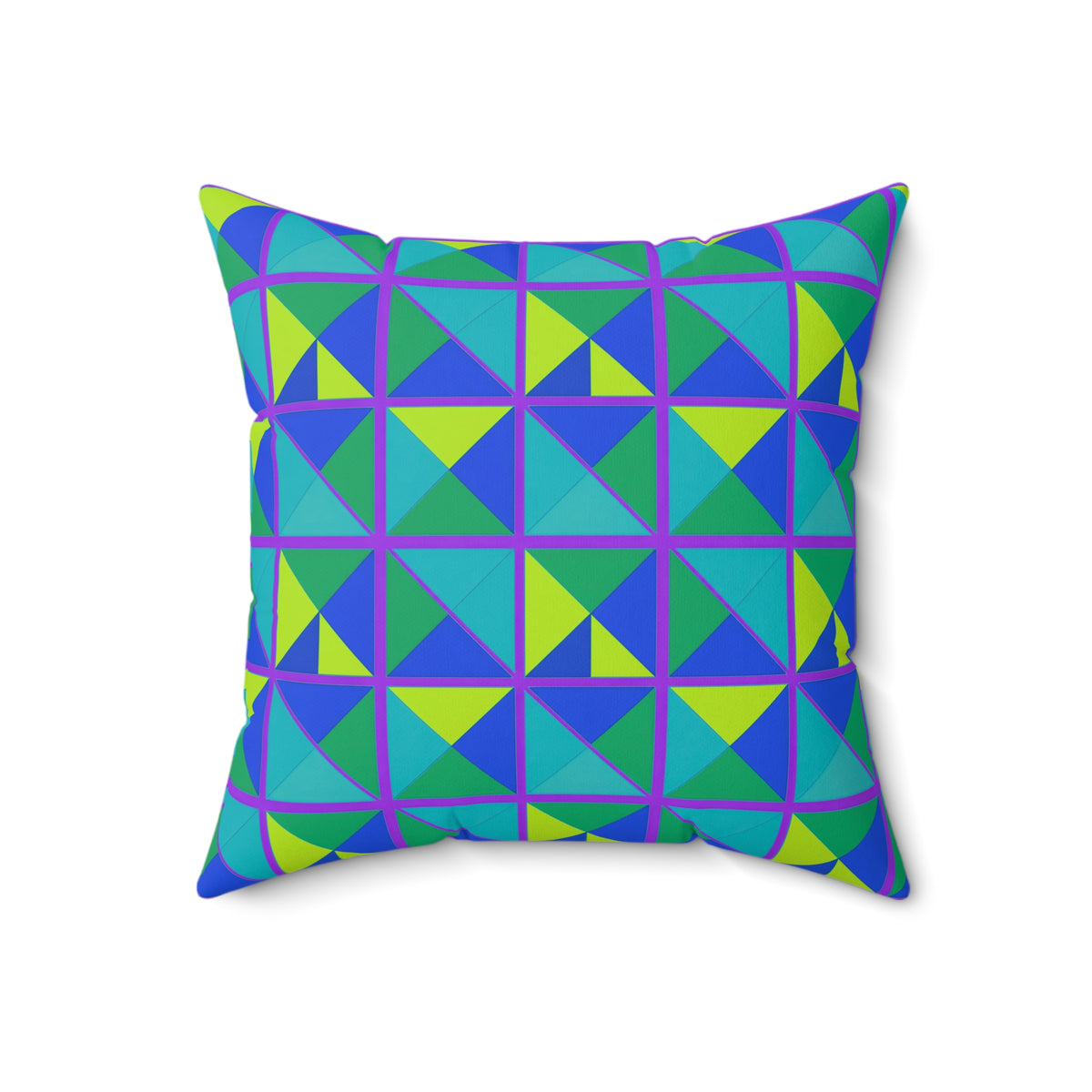 Split Square Fiesta Faux Suede Cushion – Peacock Jewel