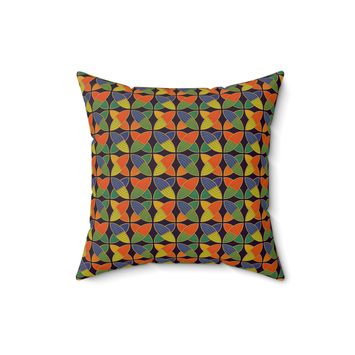 Woven Petal Quatrefoil Faux Suede Cushion – Kaleidoscopic Deco Pattern