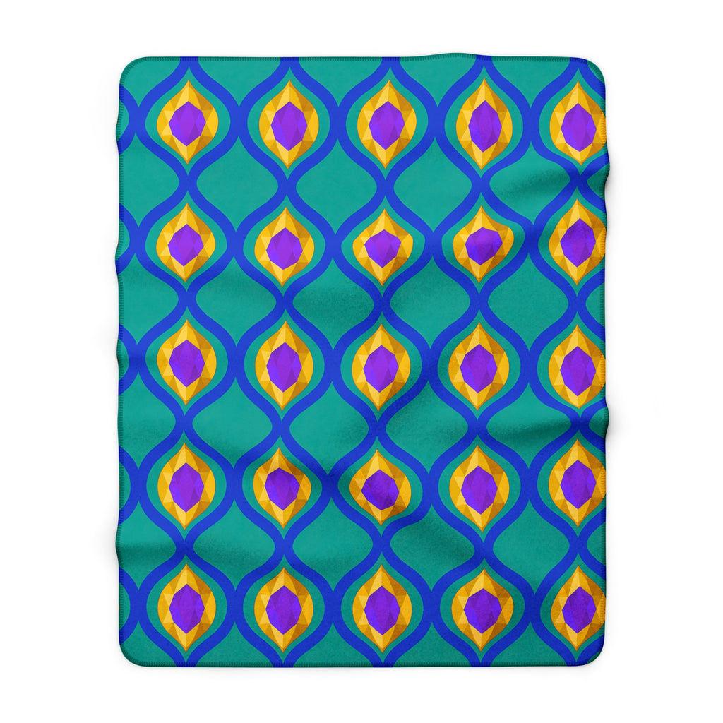 Grand Gold Ogee Lattice II Sherpa Fleece Blanket – Peacock Jewel
