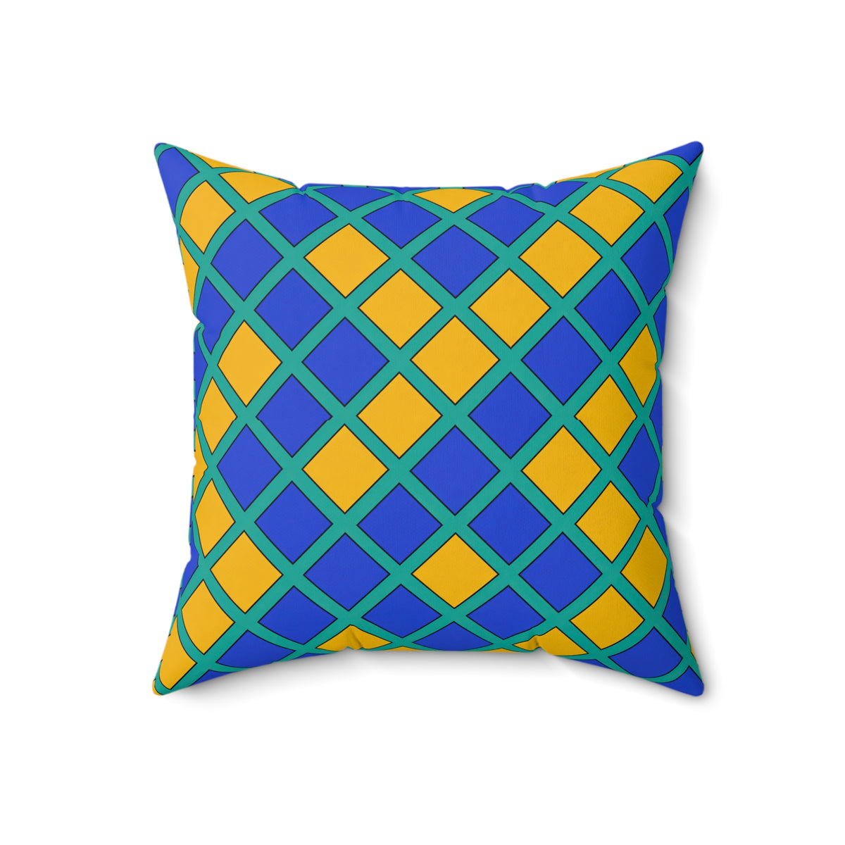 Harlequin Gold Grid Faux Suede Cushion – Peacock Jewel