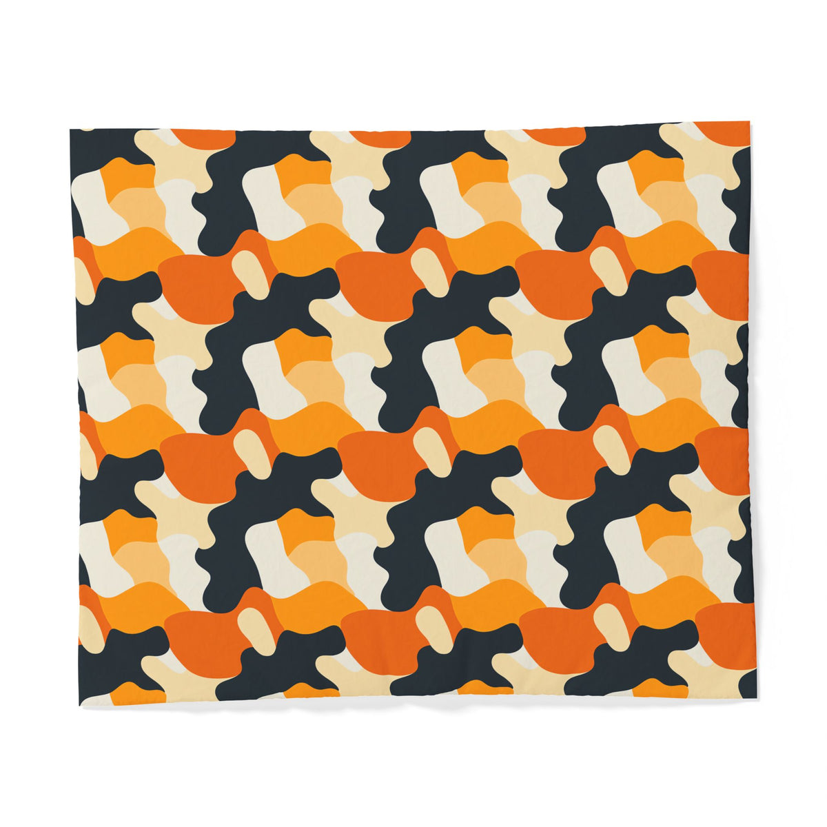 Orange Blob Camo Cotton Duvet Cover – Abstract Shapes Pattern