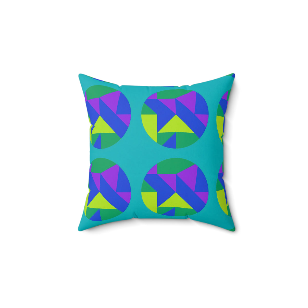 Broken Circle Planes Faux Suede Cushion – Peacock Jewel