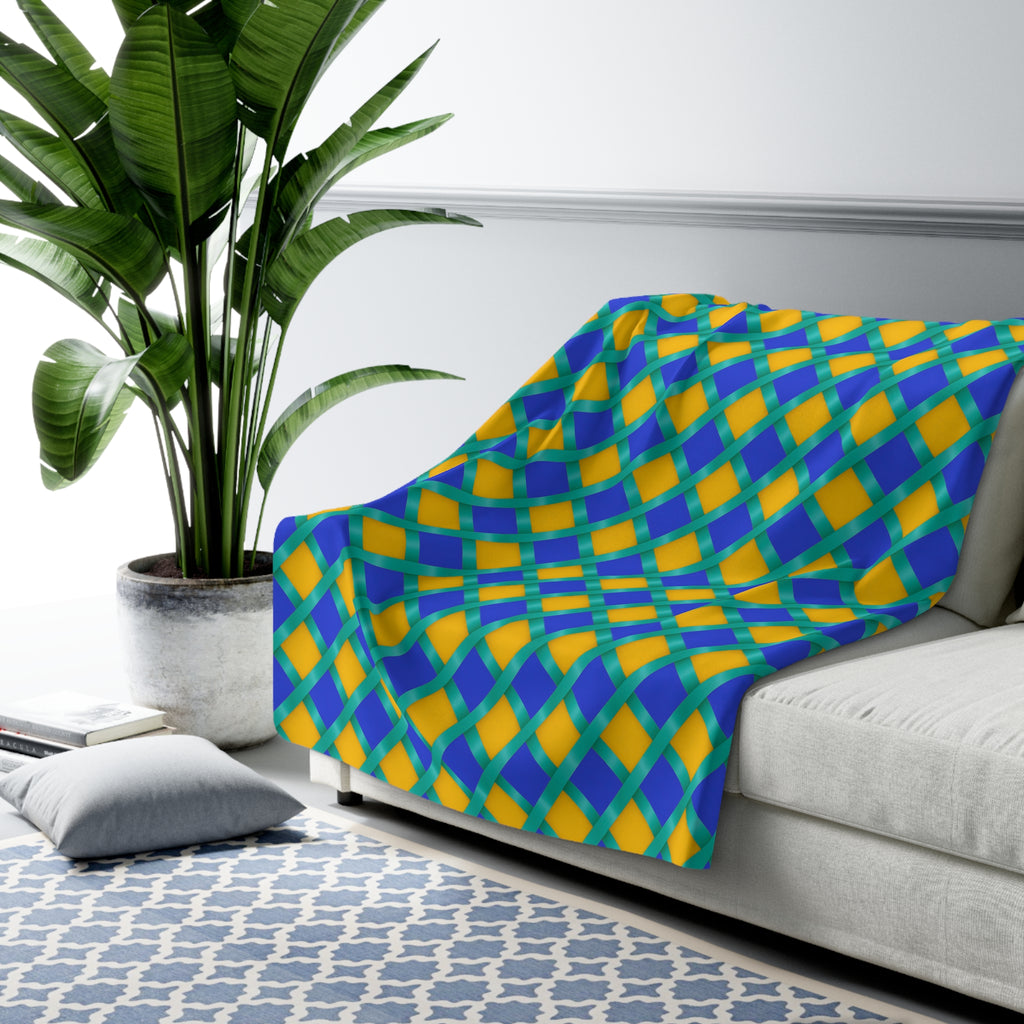 Broad Gold Diamond Trellis Sherpa Fleece Blanket – Peacock Jewel