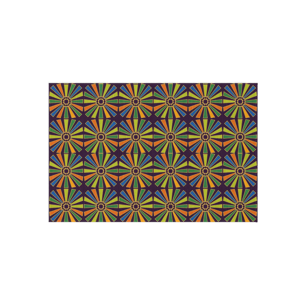 Sunray Medallion Grid Outdoor Rug – Art Deco Geometric Pattern