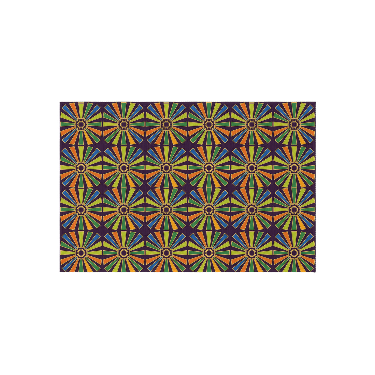 Sunray Medallion Grid Outdoor Rug – Art Deco Geometric Pattern