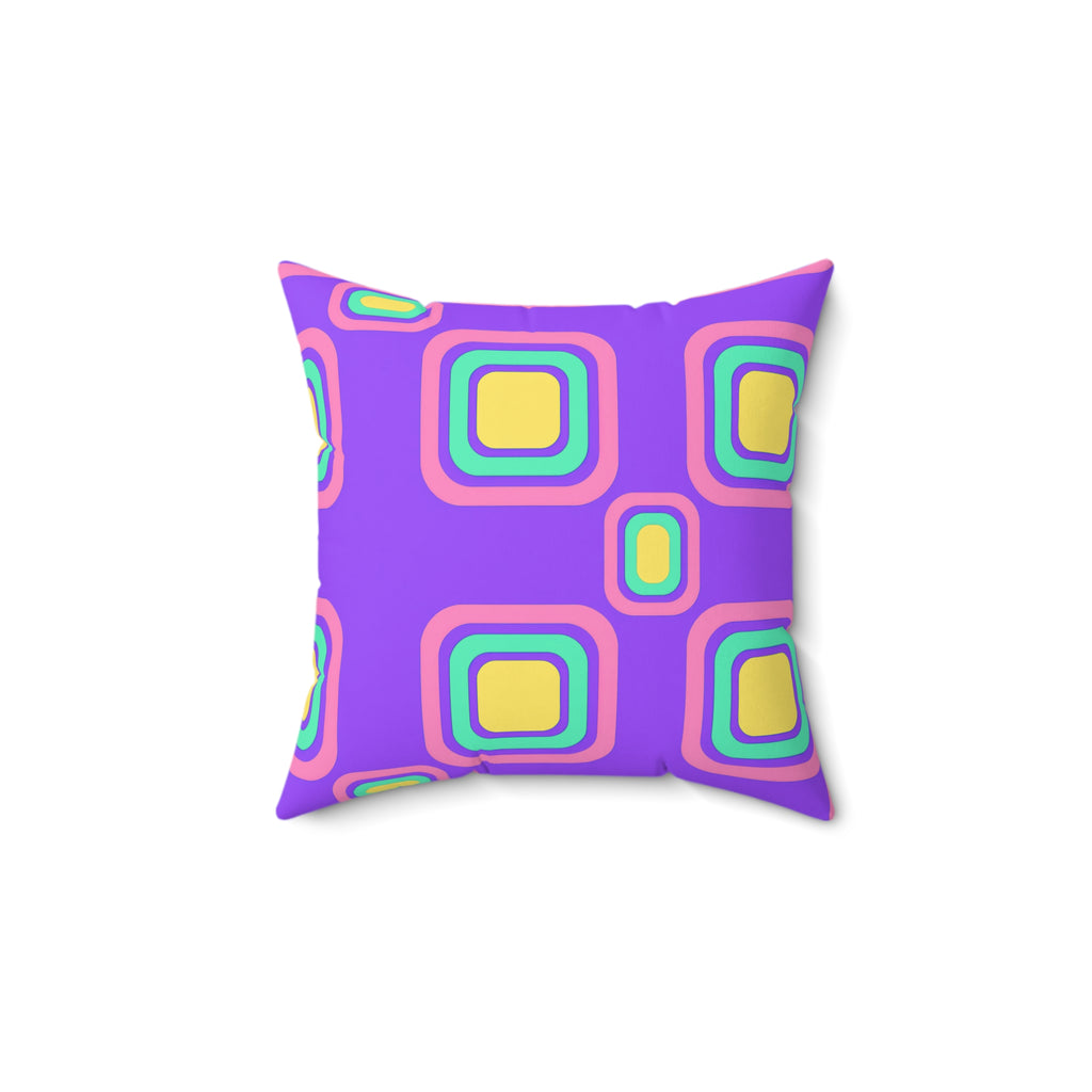 Big Ripple Squares Faux Suede Cushion – Candy Pastel on Grape