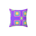 Big Ripple Squares Faux Suede Cushion – Candy Pastel on Grape