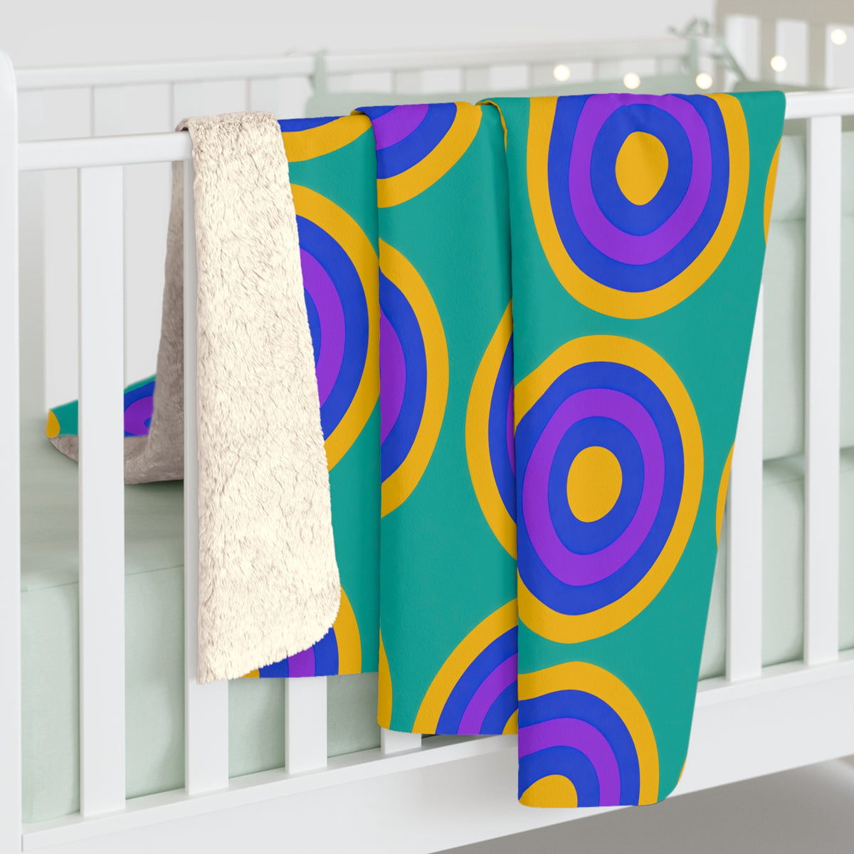 Mega Ring Grid Sherpa Fleece Blanket – Peacock Jewel