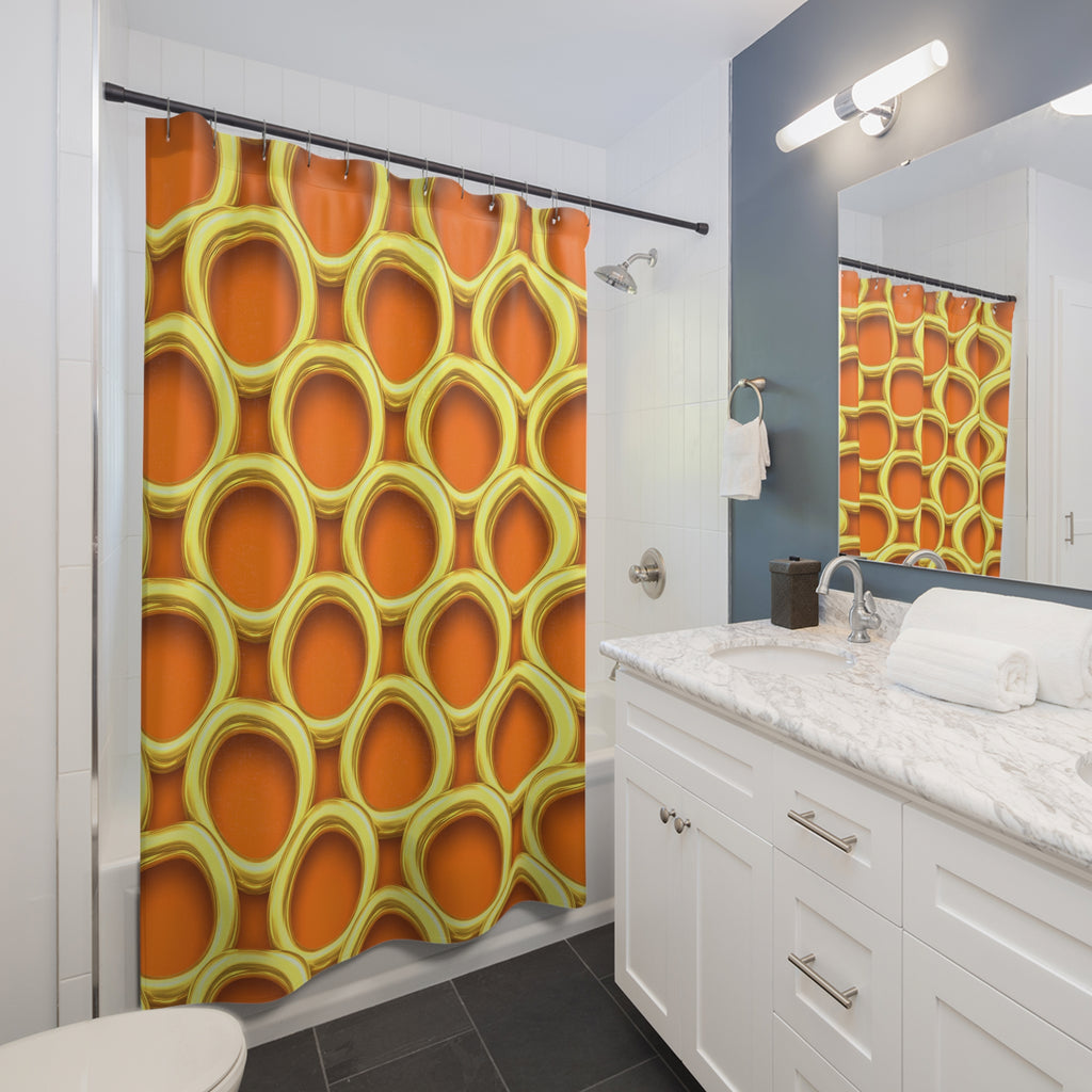 Big Gold Ring Weave Shower Curtain – Hot Citrus Festive