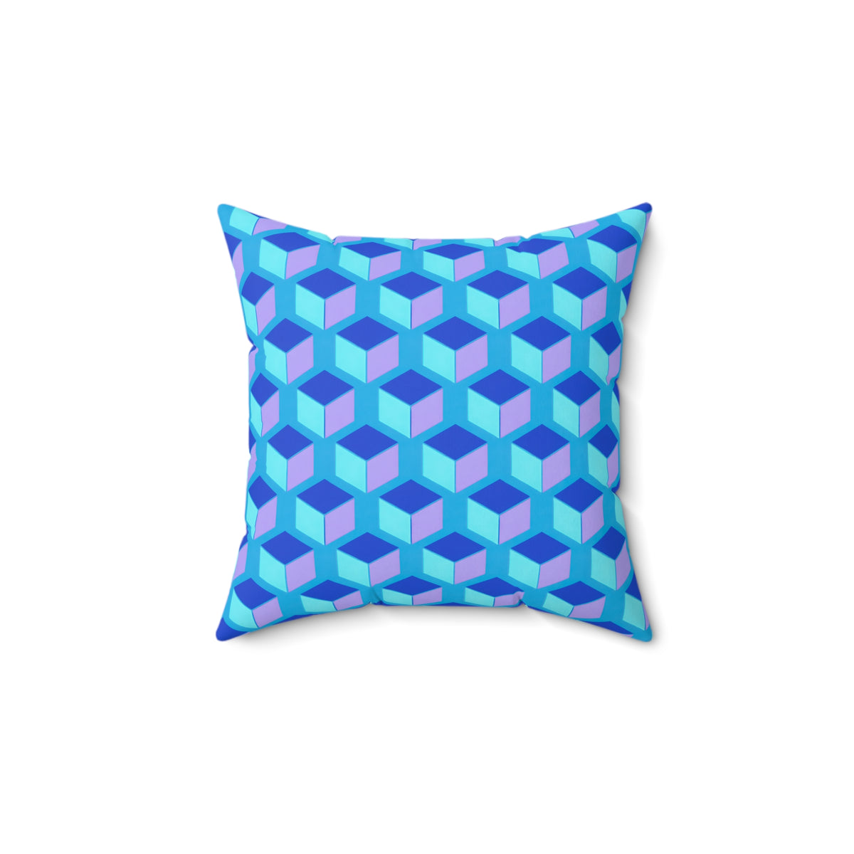 Giant Faceted Cubes II Faux Suede Cushion – Ice Jewel